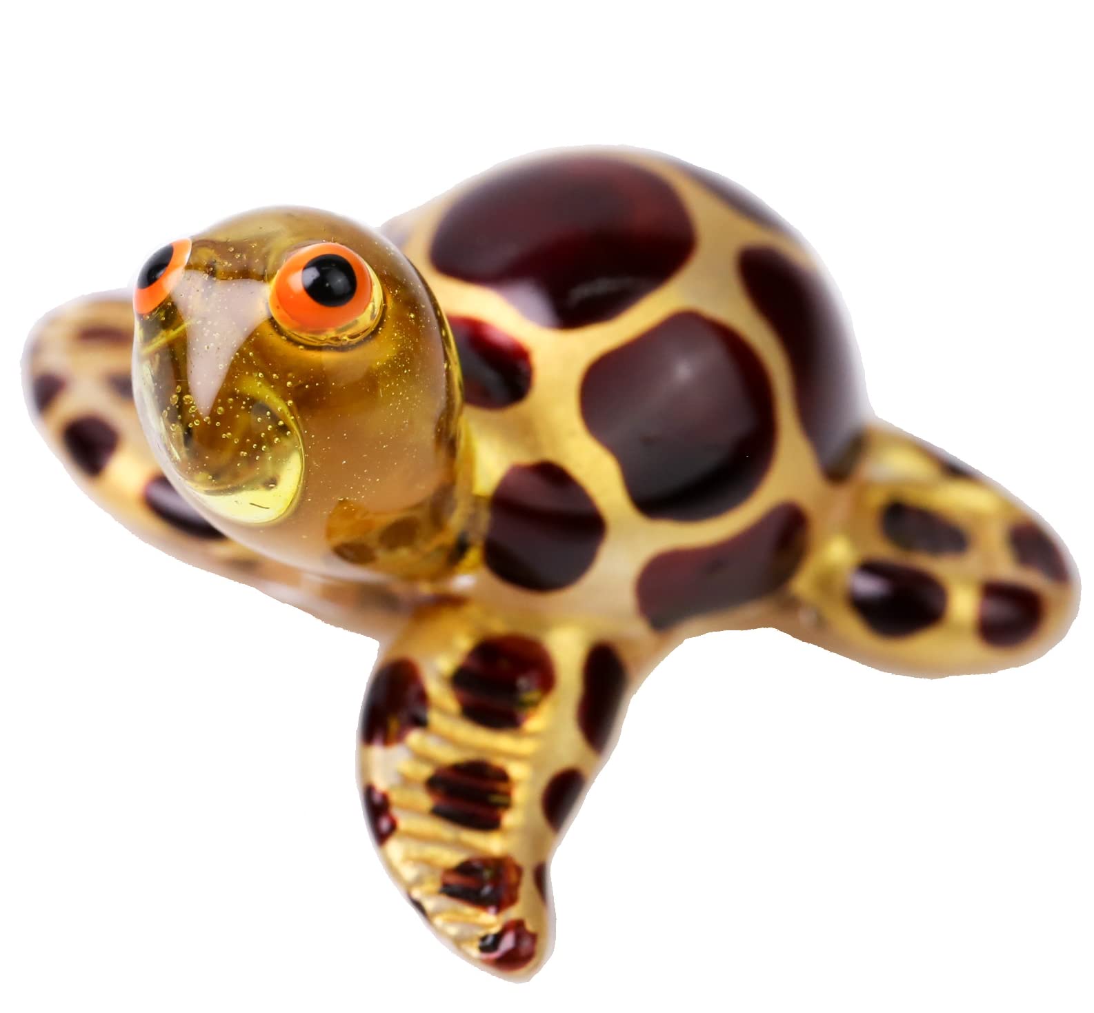 redchocol8® Tiny Mini Small Handmade Little Glass Turtle Tortoise Gloss Garden Decor Ornament Gold Terrarium