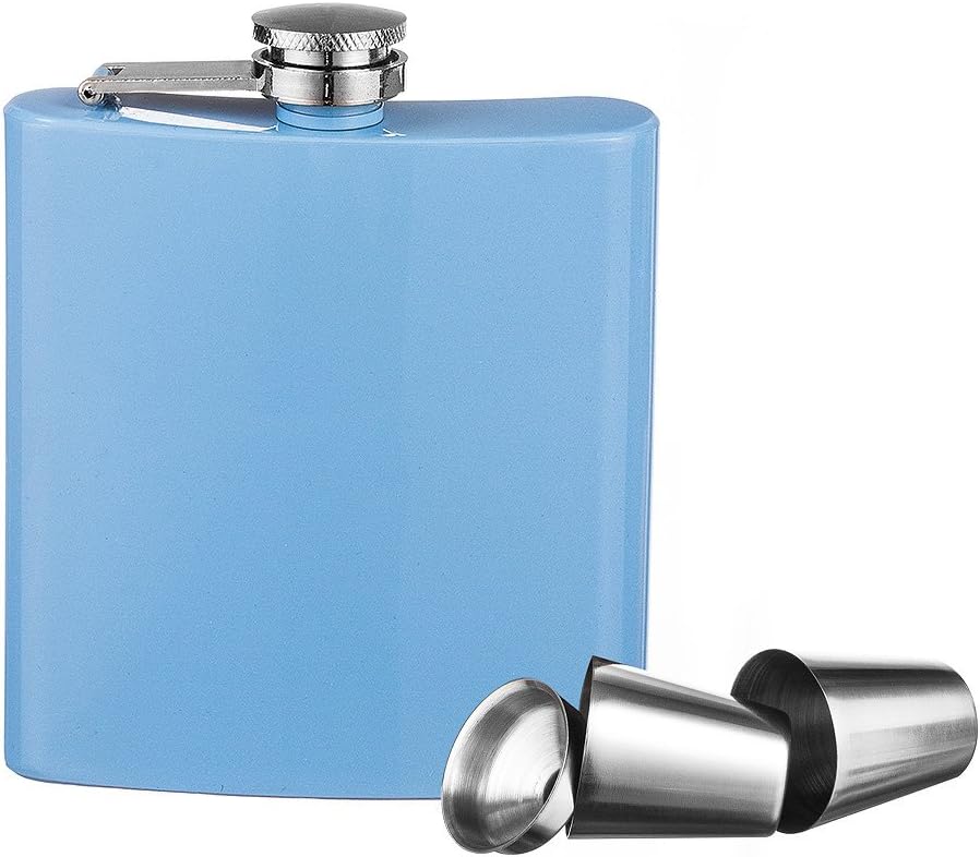 Green Ace ® 6oz Blue Painting Flask Gift Set in Gift Box