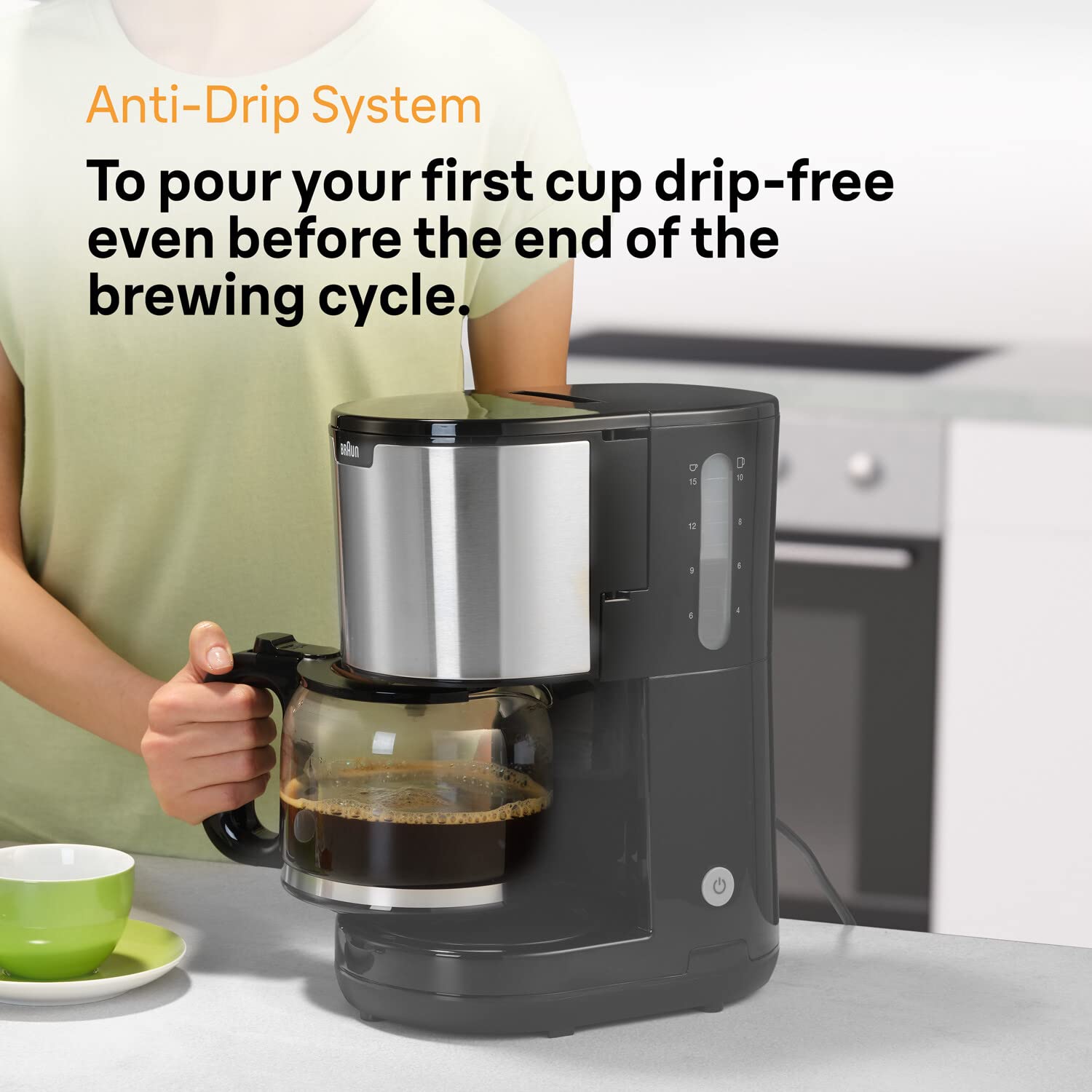 Braun PurShine KF 1500 BK Kaffeemaschine - Filterkaffeemaschine mit Glaskanne für bis zu 10 Tassen, OptiBrew-System, Automatische Abschaltung, 1000 Watt, Schwarz 4