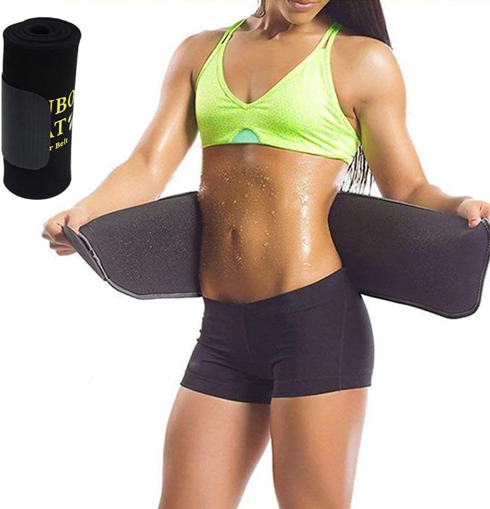NOSUBO Sweat Waist Trainer & Trimmer Belt for Men & Women, Adjustable Premium Slimmer Trimmer for Back Support, Weight Loss Wrap, Sweat Enhancer, Body Slimmer