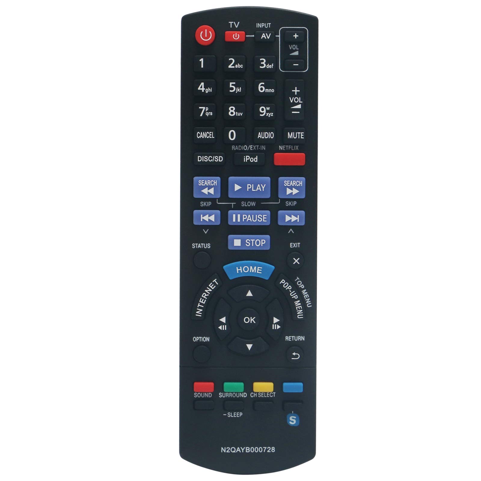 VINABTY N2QAYB000728 Replacement Remote Fit for Blu-ray Disc Home Theater Sound System SC-BTT590 SC-BTT490 SC-BTT290 SC-BTT282 SC-BTT182 SC-BTT560 SC-BTT500 SC-BTT460 SC-BTT400