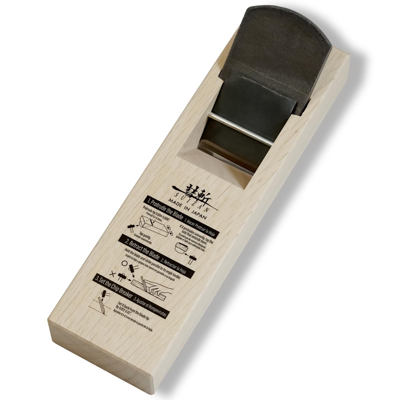 SUIZAN Kanna Japanese Wood Planer 60mm - Professional Hand Block Plane Woodworking Tools