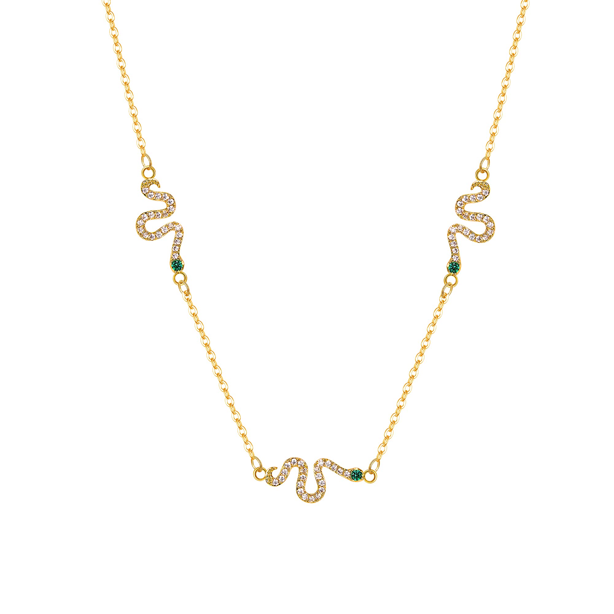 Snake Necklace for Women, Halloween Costume Statement CZ 3 Golden Snake Choker Necklace