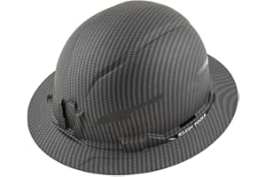 Klein Tools Hard Hat, Non-Vented Full Brim, Premium KARBN Pattern, Class E, Tested up to 20kV, Padded Sweat-Wicking Sweatband, Top Pad