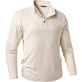 JMIERR Men's 2025 Casual Quarter Zip Pullover Sweatshirts Stretch Fall Polo Plush Long Sleeve Shirt Comfy Underwear