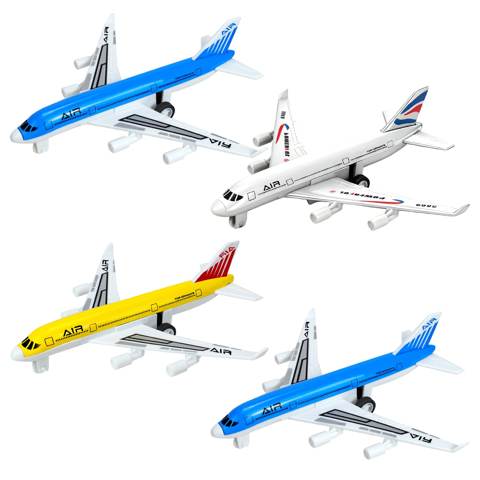 Airplane Toys, Metal Planes Pull Back Aeroplane Toys for 3 4 5 6 7 Years Old Boys Girls, Die Cast Aircraft Plane Models, 4 Pcs Play Vehicles Airplanes for Kids Toddlers Easter Gifts & Party Favors