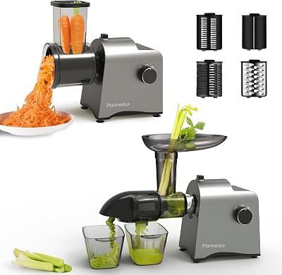 Parmedu Slow Masticating Juicer Veggies Grater 250W Cold Press Electric Slicer