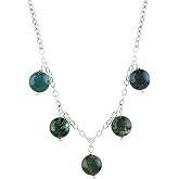 NJCRAFT Gemstone Beads Necklace for Women | Natural Round Bead Necklace | Silver Plated Adjustable Chain 16+2 Inch | Healing Crystal Gemstone Jewelry | 6-8 mm | 8-15 Carat