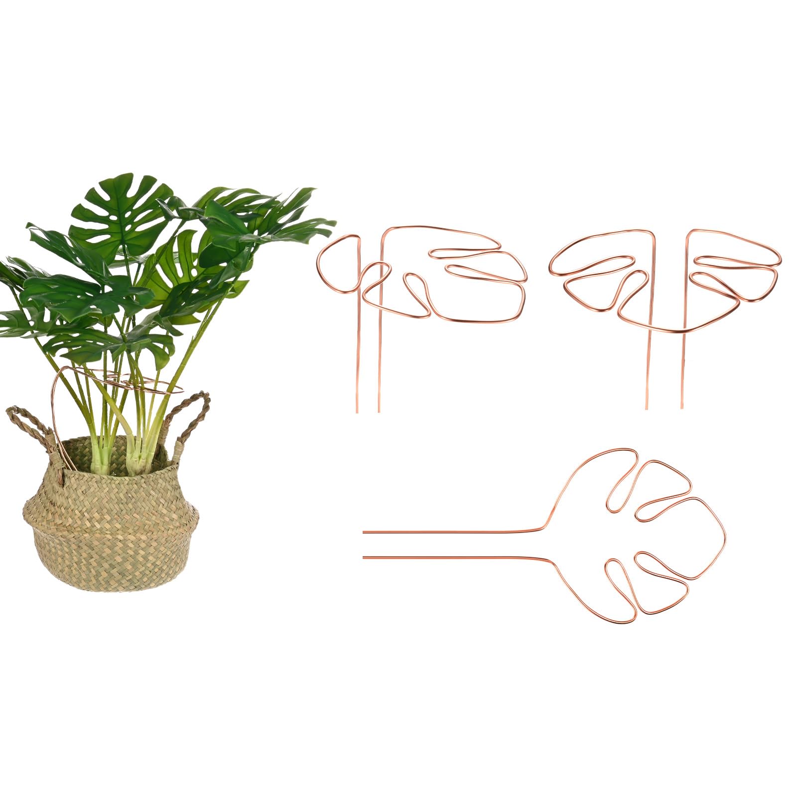 M METERXITY 3-Pack Monstera Plant Support, 11x5.9 Inch Reusable Sturdy Alloy Plant Support Stakes Unique Design for Potted Plants Flowers/Vegetables/Indoor Outdoor Climbing Plants [Copper]