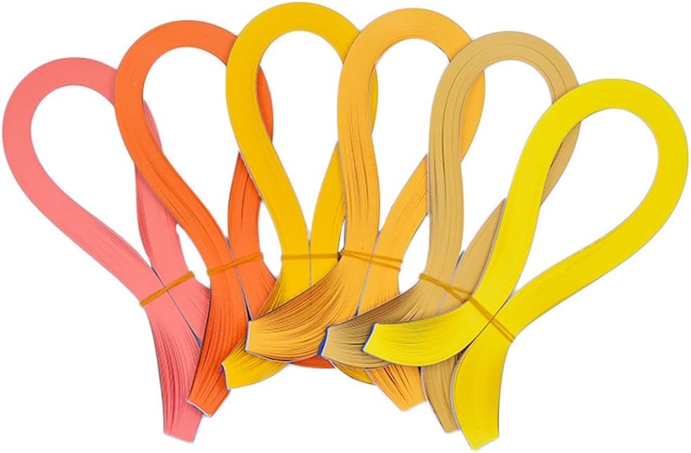 Qingsun Paper Quilling Strips Set 6 Colors 720 Strips Quilling Paper Strips Quilling Paper (Yellow Series-5mm54cm)