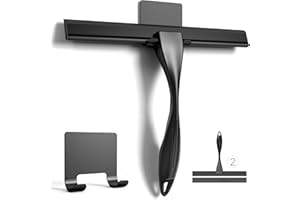 Shower Squeegee with an Extra 10-inch Wide Rubber Blade and a Waterproof Hook for Shower Doors, Bathroom, Mirror and Window, 