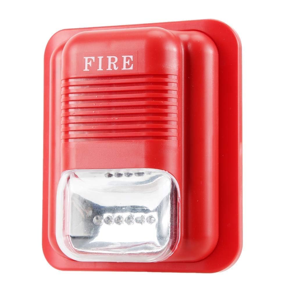134x115x48mm/5.3x4.5x1.9in Fire Alert System, DC12V/24V Sound and Light Fire Protection Alarm Warning Strobe Siren Alert Safety System Door Emergency Exit Fire Alarm Safe Warning Switch