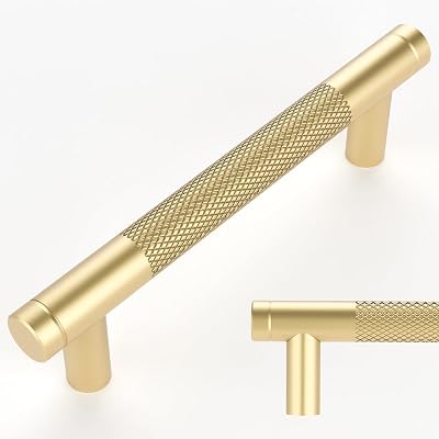 Amerdeco 10 Pack Gold Knurled Cabinet Pulls 96mm Center to Center AM003