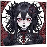 Purple Fox Gothic Birthday Card - Anime Goth Girl Greeting Card Teen Girls wednesday 145mm x 145mm