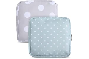 TUCIYKE Sanitary Napkin Storage Bag,2pcs Menstrual Cup Pouch,Cotton Cloth Portable Sanitary Napkin Pads Storage Bags Feminine Menstruation First Period Bag for Teen Girls Women Ladies(Dots)