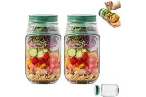 Salad Container with Leak-Proof Lid -All in One Meal Prep Container with Lids Airtight Mason Jar for Meal Prep, Food Storage 