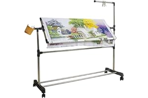 Cross Stitch Frame Cross Stitch Craft Frame, Height Adjustable Embroidery Stand with Wheels and Stainless Steel Frame, for Ar