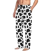 SUABO Pajama Pants for Men, Black and White Cow Print Men's Separate Bottoms, Lounge Pants, Relaxed Sleep Pant