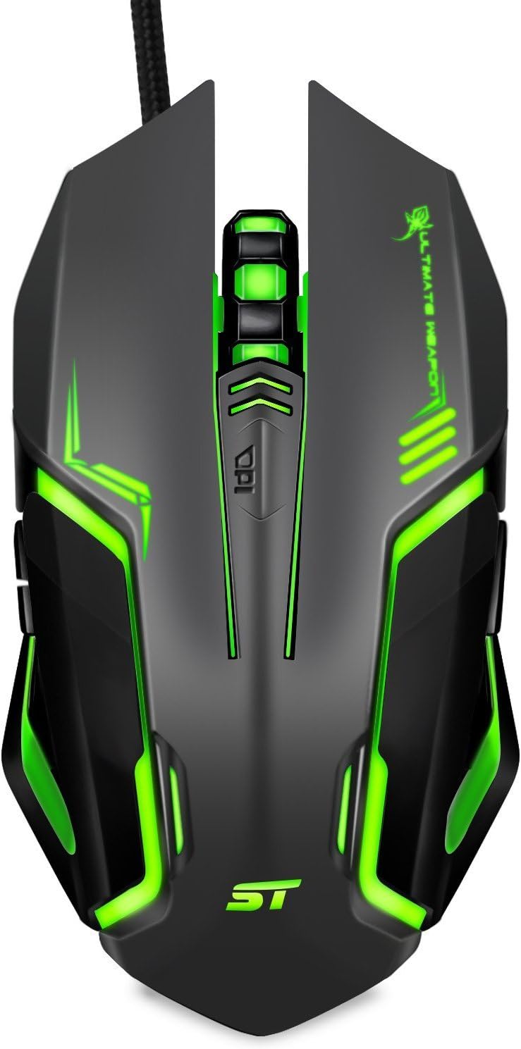 Gaming Mouse SOWTECH USB Wired Gaming Mice 4 Adjustable DPI Levels 7 Circular LED Light with Ergonomic 6 Buttons PC Gaming Mouse