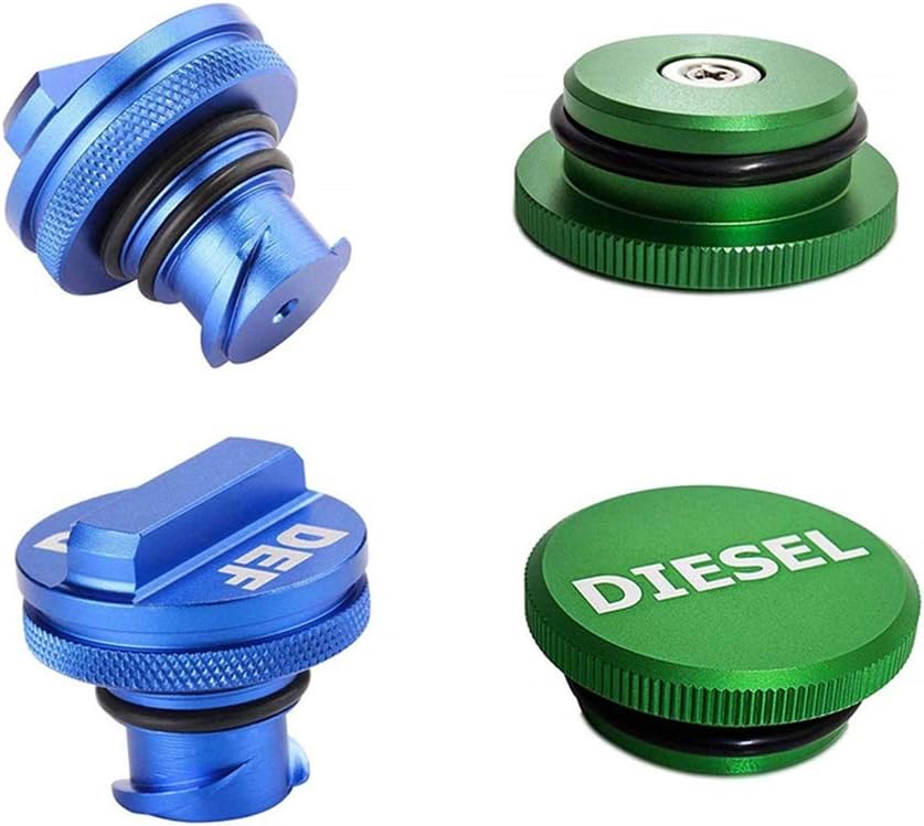 Pinshion Diesel Fuel Cap for Dodge, Magnetic Ram Diesel Billet Aluminum Diesel Fuel Cap Accessories, Green Diesel Cap and Blue DEF Cap Compatible with Dodge RAM TRUCK 1500 2500 3500 (2013-2017): Automotive