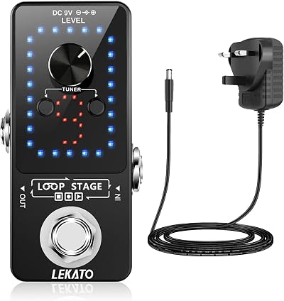 LEKATO 9 Slot Guitar Loop Pedal with Power Supply 40 Min 9 Loops 48K/24bit