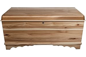 Rustic Red Door Co. Cedar Hope Chest with Waterfall Top, Amish Made Wooden Storage Trunk Box for Bedroom, Blanket, Clothes, Anti-Slam Hinges and Lock, 36", Rustic Hickory Wood, Natural Stain