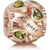 NINGAN Birthstone Charms 925 Sterling Silver Love Heart Openwork Bead for Charm Bracelets and Necklaces with 5A Cubic Zirconia, Birthday Mothers Day Jewelry Gifts Women