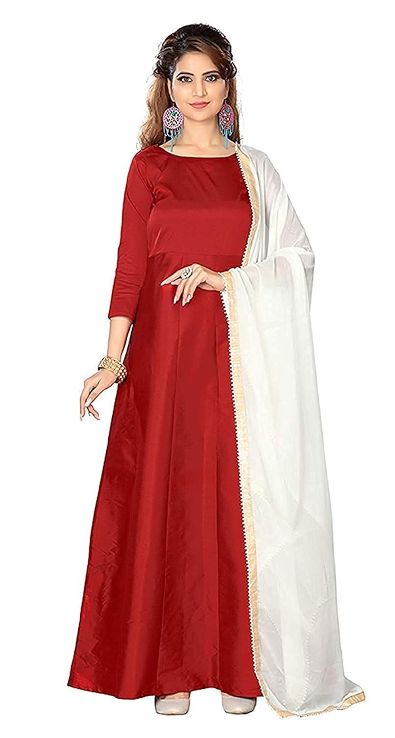 siddhi enterprise women's silk lahenga choli(gown_red_free size)
