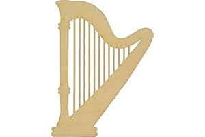 LKN ART Unfinished Harp Wood Cut Out Available in a Variety of Sizes and Thicknesses (1/8” Thickness, Jumbo 14" x 18" (Sold Individually))