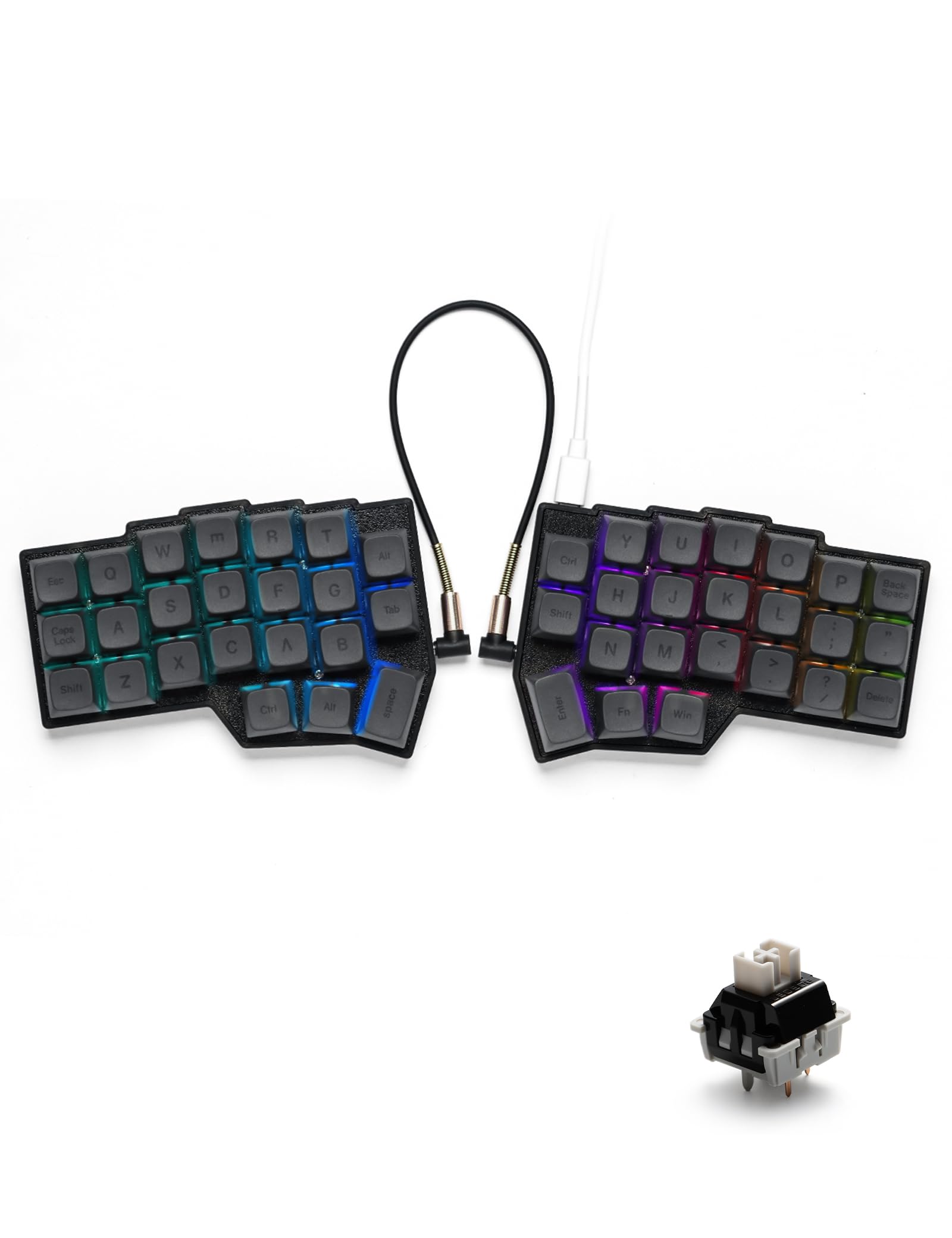 Photo 1 of YIVU CORNE V4 Wired Split Mechanical Keyboard, 40% 3x6 Ortholinear Layout, Ergonomic Support, QMK/Vial Programmable, Hot-swappable RGB Gaming Keyboard, Pre-Lubricated Linear Switches