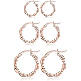 PABBEU Gold Hoop Earrings for Women Sterling Silver Post Small Gold Hoop Earrings 14k Real Gold Tiny Hypoallergenic Small Hoop Earrings Set for Women Men 13/15 /20mm