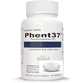 Phent37 (1 Bottle - 60 Speckled Tablets) - Advanced Phenylethylamine HCL Dietary Nutraceutical, Premium Small White and Blue Tablets, Boost Metabolism, Weight Management for Men and Women