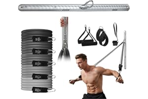 Wall Resistance Bands Set, Aluminum Wall Training Anchors with Rails and Cars and Exercise Bands for Home Fitness Training, P