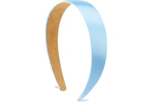 Atoden Satin Headbands for Women & Girls - Light Blue, 1.18 Inch Wide, Non-Slip Ribbon Headbands for Crafts, DIY, Costume & Holiday Gifts