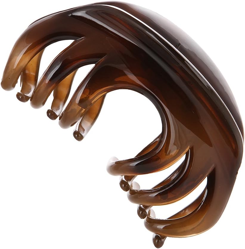LONEEDY No-slip Grip Large Crystal Plastic Octopus Jaw Clips Hair Claw Banana Clips for Women(Dark Brown)