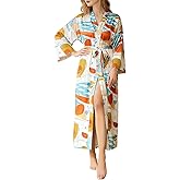 ENGLUCK Long Satin Robe for Women Plus Size Silk Robes Soft Silky Kimonos Bathrobes Dressing Gowns
