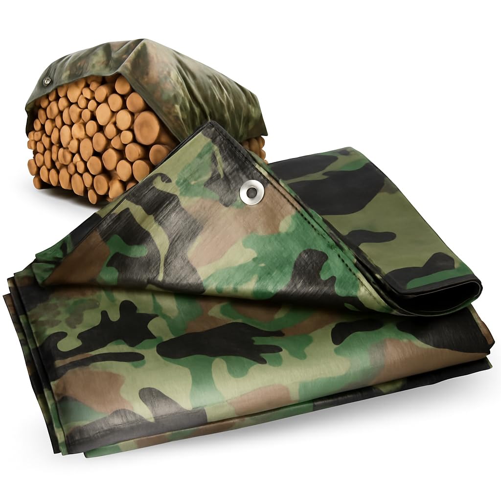 Toolspace Camouflage Tarpaulin Waterproof Multipurpose - Garden Furniture Covers - Camouflage - Dustproof Tarpaulins - for Camping Outdoors - Camo Pattern - 3 Mx 4m - 90g