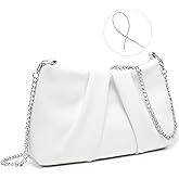 Dasein Elegant Pleated Evening Bag Soft Vegan Leather Clutch Purse Dressy Formal Handbag with 2 Chain Straps for Women