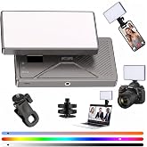 225 LED Portable Selfie Light, Video Conference Light, 4000mAh Rechargeable, App Control, Tripod, Metal Hot Shoe, Clip, CRI 97+, 24 Light Modes for Phone, Camera, Live Streaming, Makeup, Photography
