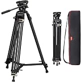 SmallRig 73.2"/ 186cm Heavy Duty Video Tripod with Fluid Head AD-01 | Video Fluid Head Max. Playload 8kg/ 17lb, Adjustable Height 33" - 73", for DJI RS and for MFT 501L
