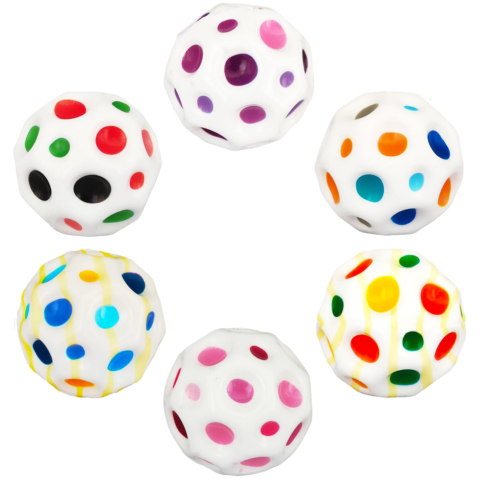 PAKSPAK 6 Pack Moon Space Ball, Bouncy Balls for
