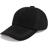 BOONJOVIA Unisex Genuine Suede Leather Baseball Caps for Mens Womens-Adjustable Back Strap
