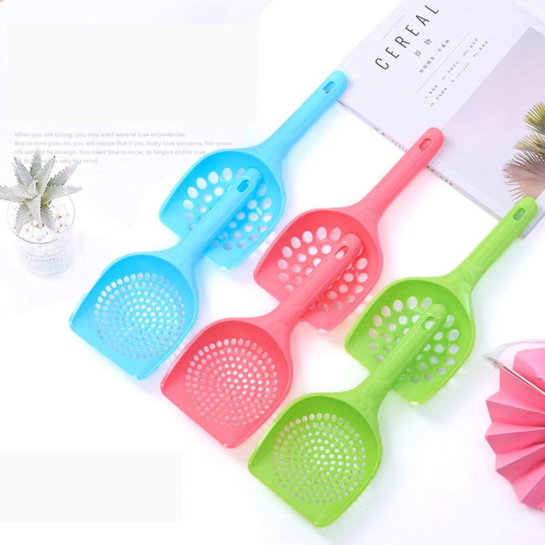 Xhziy Paletta per gelato in plastica, per frutta, melone, paletta, accessorio da cucina, paletta per cupcake, arancione, verde, blu, rosa, 4 pezzi