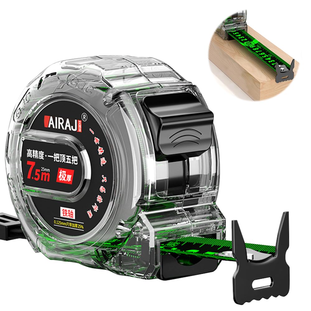 LYPPUL 7.5M/24.6ft Tape Measure, Width 25mm Stainless Steel Retractable Double Sided Graduated, Fluorescent Steel Tape Measure, Easy To Read Self-Lock Measuring for Industrial and Home