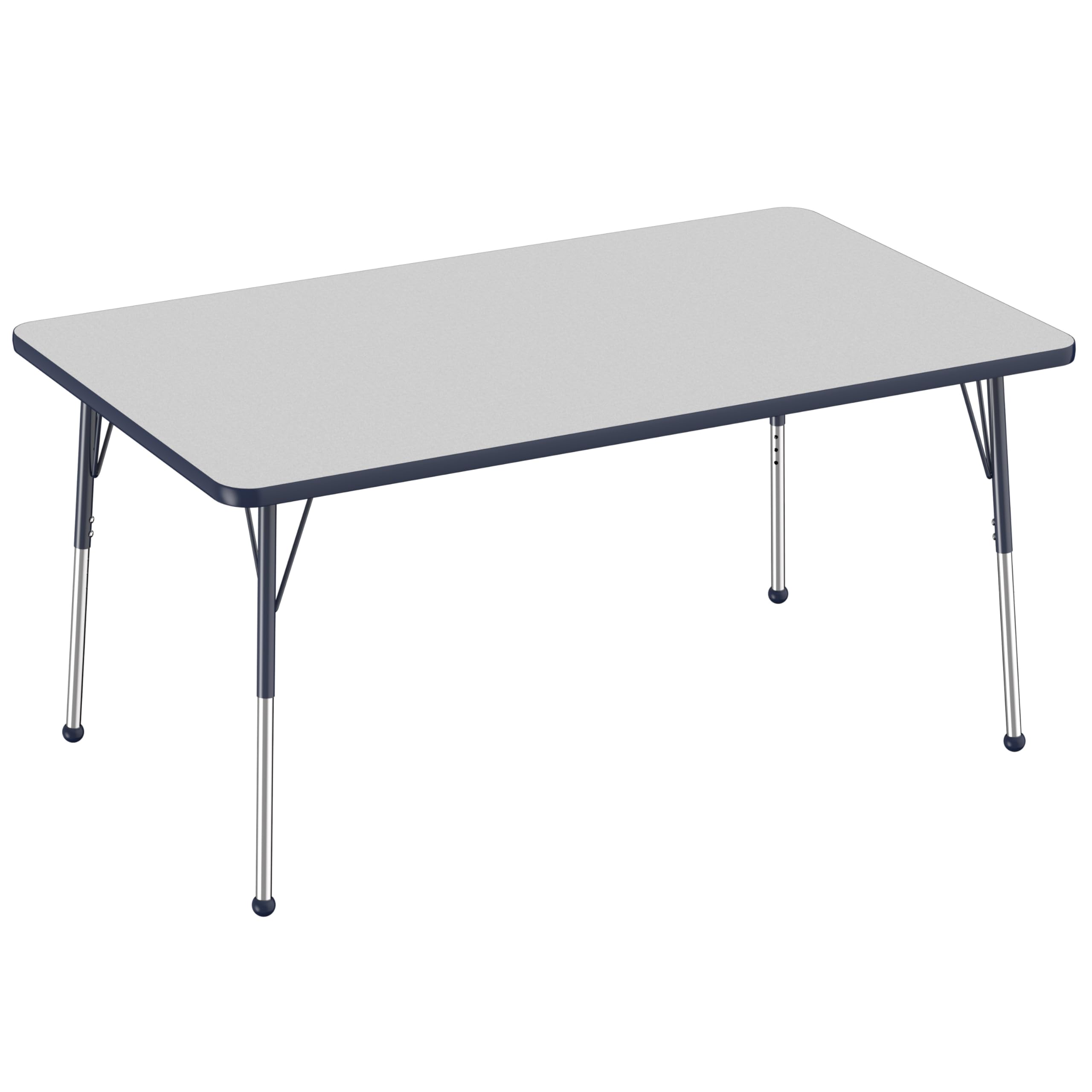 Photo 1 of ***DAMAGE ON 1 CORNER***

Factory Direct Partners FDP Rectangle Activity School and Office Table (36 x 60 inch), Standard Legs with Ball Glides, Adjustable Height 19-30 inches - Gray Top and Navy Edge