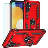 Yiakeng Samsung A13 5G Case, Galaxy A13 5G Case with HD Screen Protector, Military Grade Protective Cases with Ring for Samsung Galaxy A13 5G(Red)