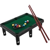VOSAREA Mini Pool Table Game Set for Kids, Tabletop Billiards with Balls Cue Sticks Triangle Rack - Portable Miniature Pool Table for Home Party Game Night