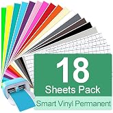 TAOYIO Smart Adhesive Vinyl Permanent Cricut Joy Film: 5.5 X 12 in (18 Packs) Craft Transfer Vinyl Film Plotter Set for Laptops, Phones, Walls