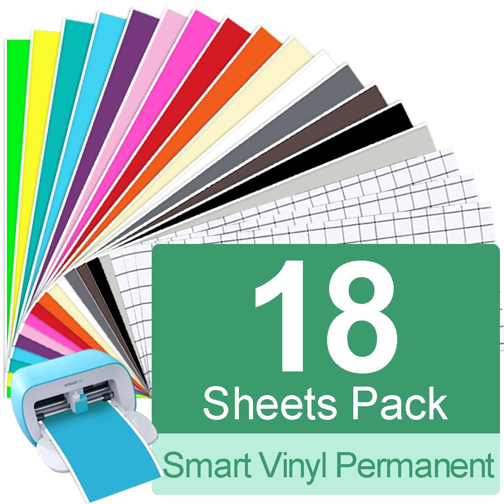Smart Vinyl Permanent Cricut Joy Film: 5.5" x 12" vinyl Film plotter set for laptops, phones, walls and more Transfer Film Plotter Film 18 Packs