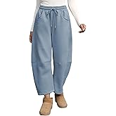 Yeokou Womens Fleece Lined Sweatpants Barrel Leg High Waist Winter Joggers Cozy Home Travel Lounge Pants with Pockets